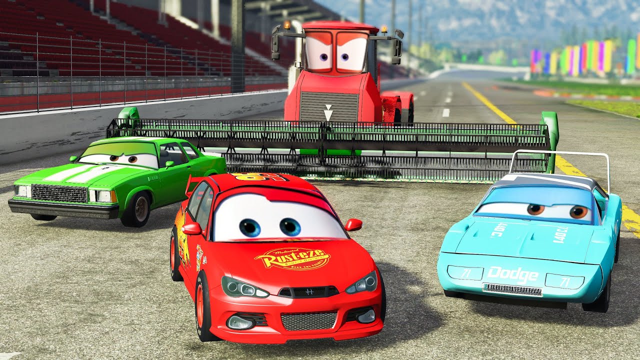 Lightning Mcqueen's Nightmare / Cars Movie Remake (Chick Gets Blended by Tractor) - BeamNG.drive