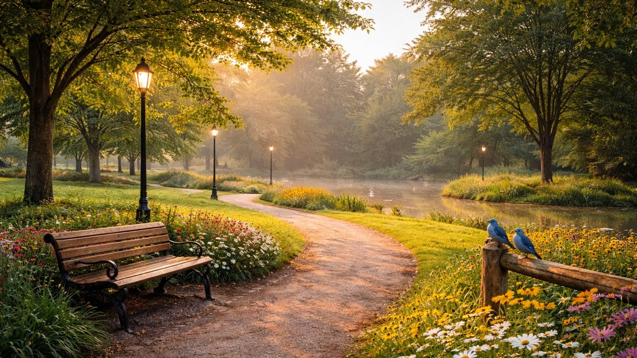 8 Hours Morning Nature Ambiance 🌿 Gentle Birds & Calm Park Sounds for Sleep & Focus