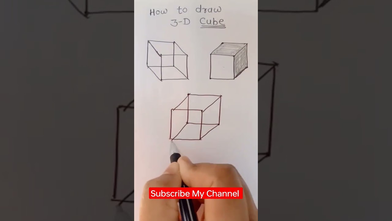 How to draw 3D Cube #shorts #mathematics #new #education #qube #kidslearning  #new #short