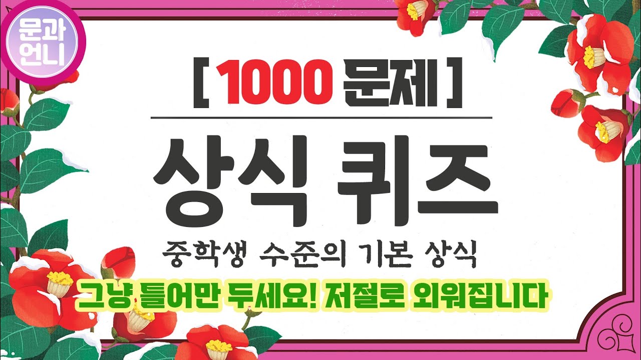 2025 인기 상식퀴즈 1000문제 모음 / 초집중 4시간 퀴즈 모음 ♥ #기본상식 #기초상식 #아이큐테스트 #문과언니