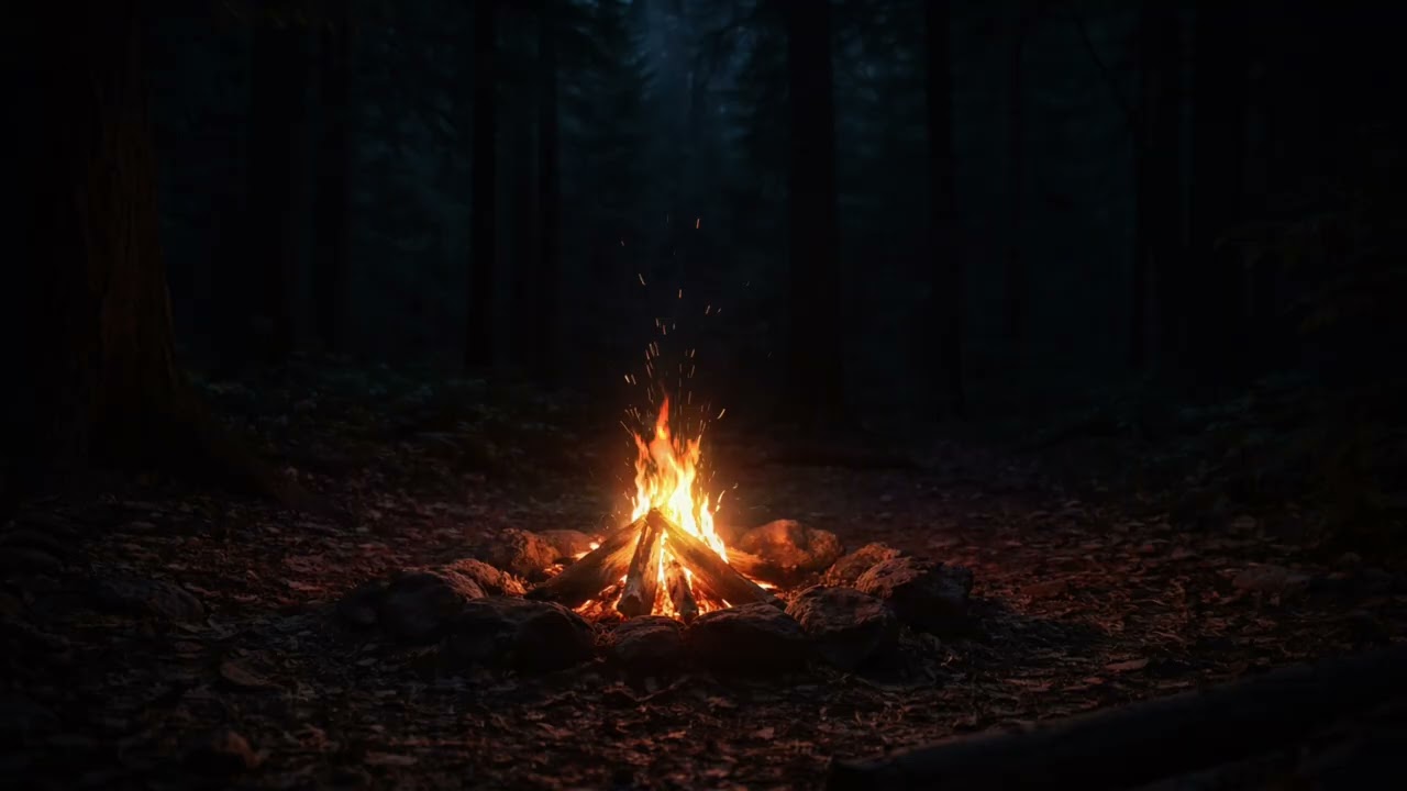 Forest Campfire at Night | Relaxing Fire Sounds for Sleep & Calm (1 Hour)