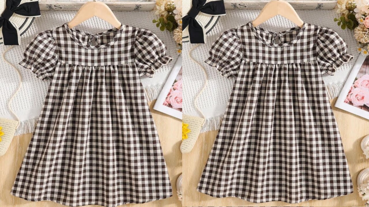 Yoke Baby Frock with Puff Sleeves Cutting and stitching for 4-5 Year Baby  | Baby Frock cutting