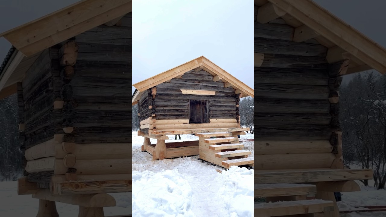 Log farmhouse restoration process from start to finish 🪓 Built in the 1700s 🪵