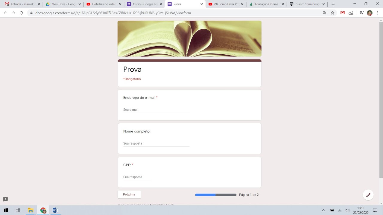 Como Fazer Provas e avaliações Online (On-line) no Google / Google Forms - Criar Formulário Google
