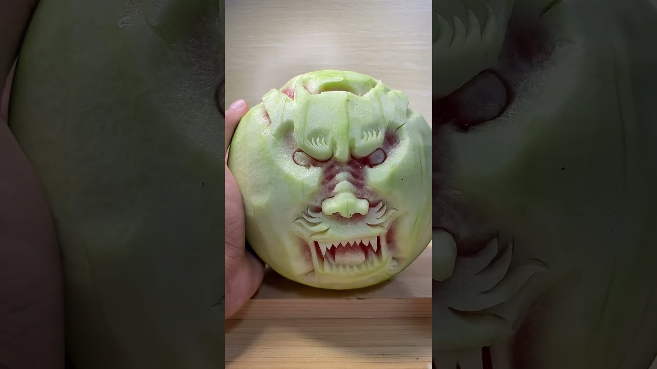 Intricately Carved Watermelon Art