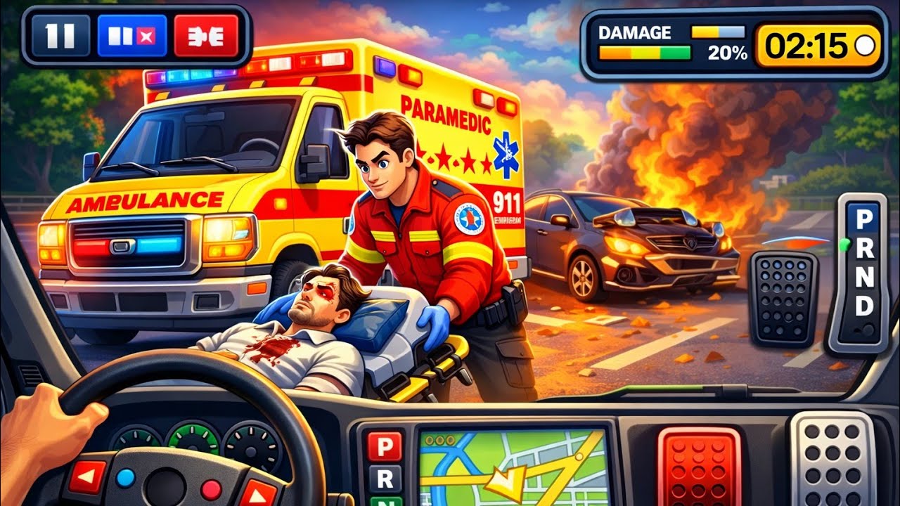 Let's rescue the victim! 🚑 👨🏻‍⚕️ - Ambulance Car Simulator Gameplay ( EMERGENCY🚨)