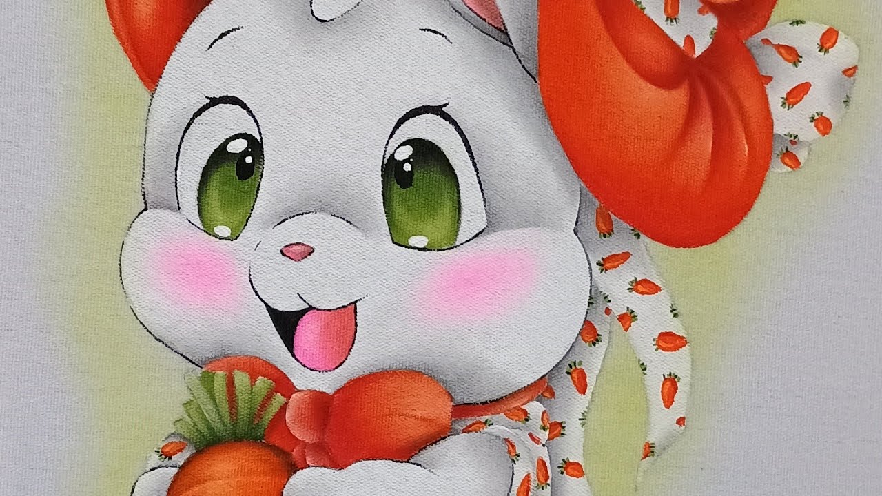 Coelhinha da Páscoa Pintura em Tecido Parte 3 Aula 442 Bruno Silva