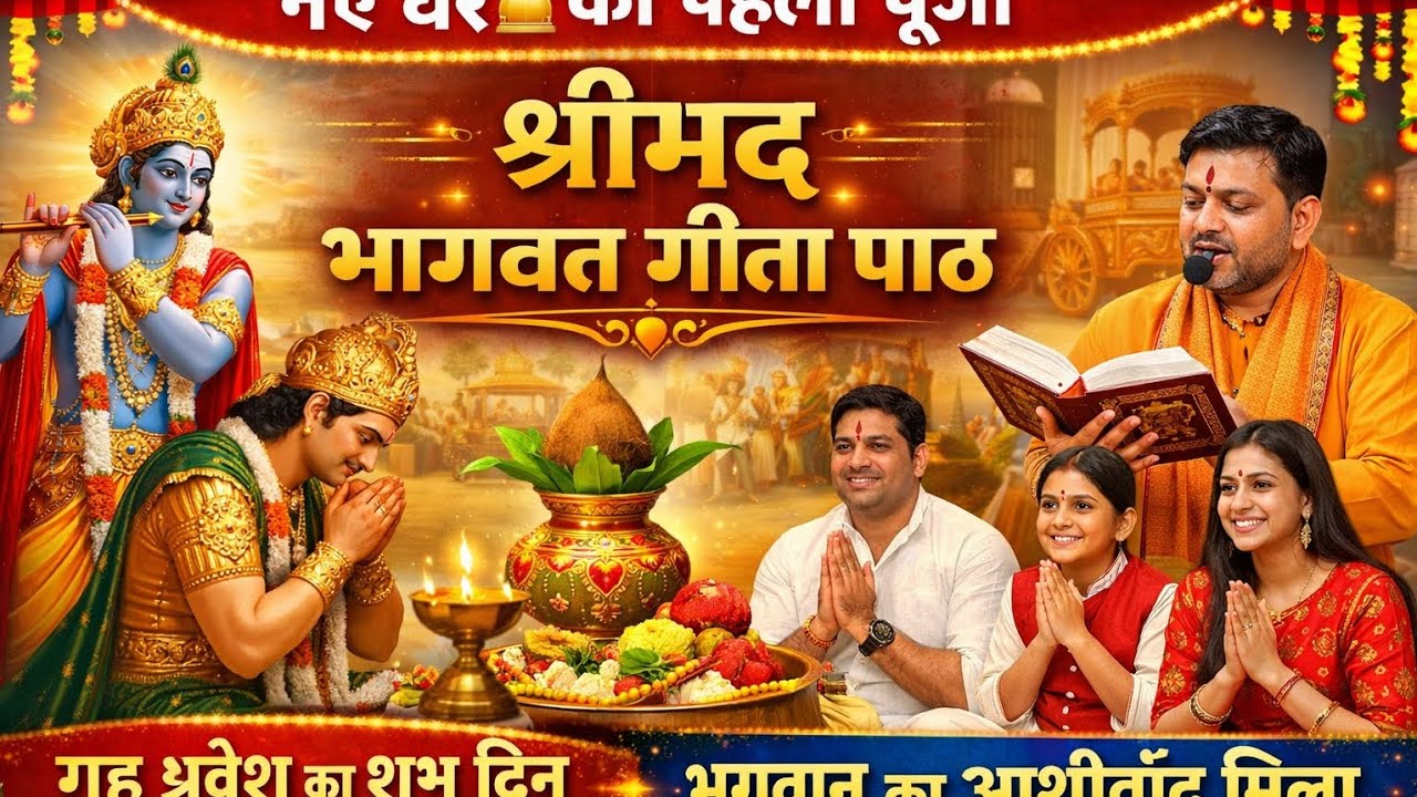 👉 “नए घर में श्रीमद् भागवत गीता कथा 🙏 | गृह प्रवेश का शुभ दिन | परिवार के साथ पूजा”
