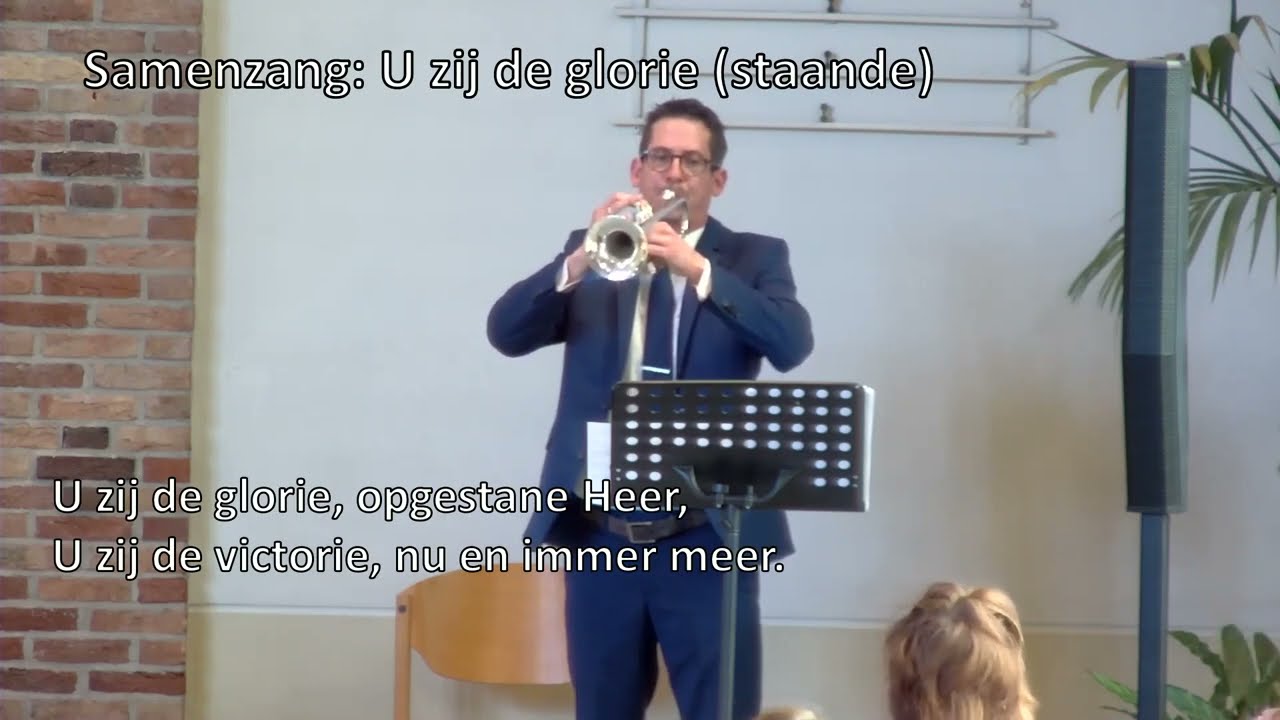 U zij de glorie - samenzang, orgel & trompet (met tegenstem couplet 3)