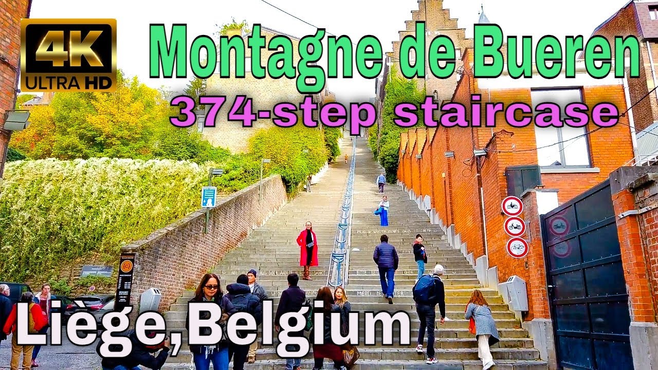 🇧🇪Liège City 4K Walk - Place Saint-Lambert - Montagne de Bueren - City Center - Exploring Belgium