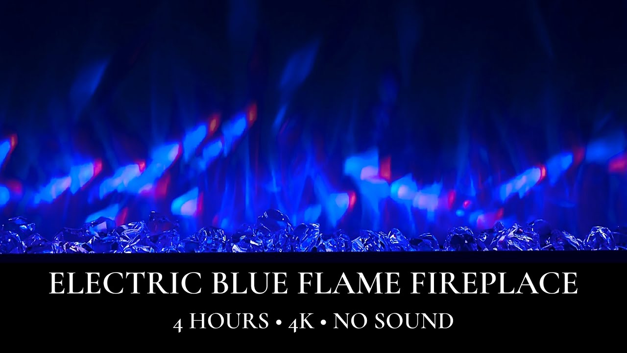 Electric Blue Luxury Fireplace 4K | 4 Hours Vibrant Modern Ambiance | No Sound