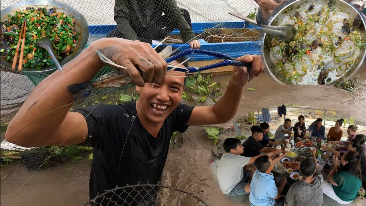 Cùng Chị Út xuống Cù Lao Dung Vlogs bắt tôm càng. TOÀN MÒN NGON SÔNG NƯỚC MIỀN TÂY - Bin Đen Family