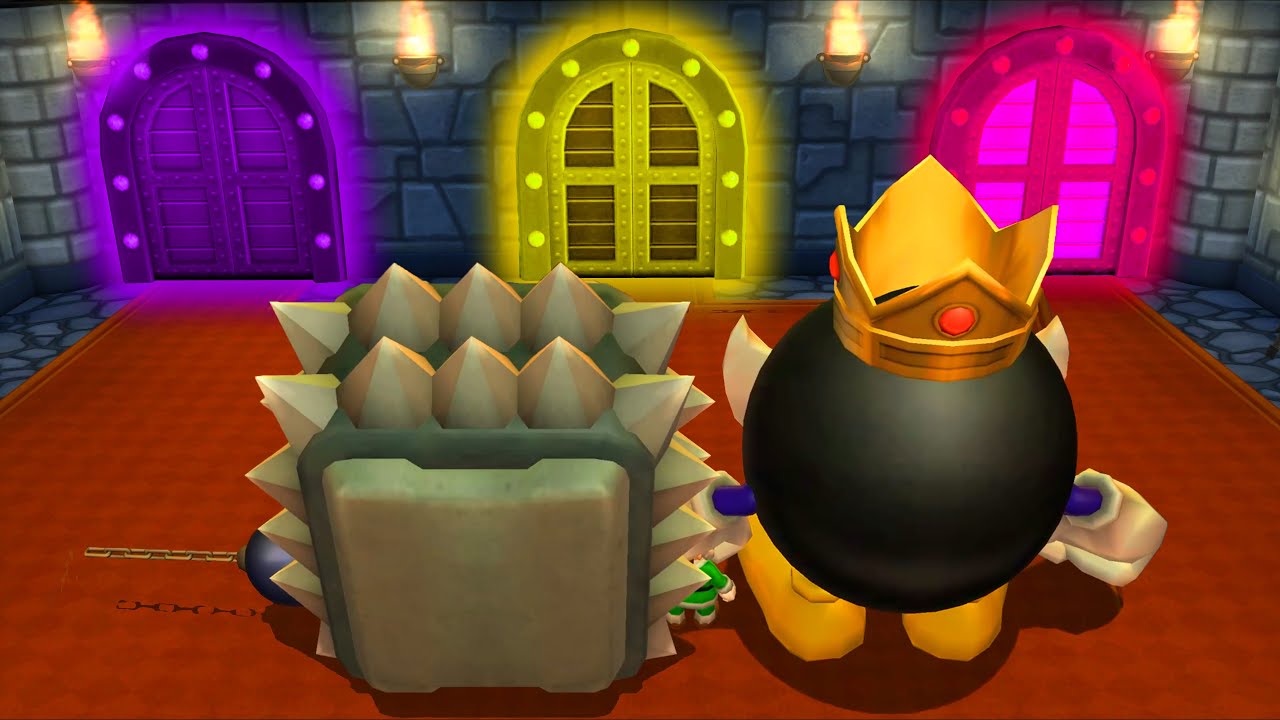 Mario Party 9 - Minigames - Chain Chomp Vs Thwomp Vs Santa Luigi Vs King Bomb