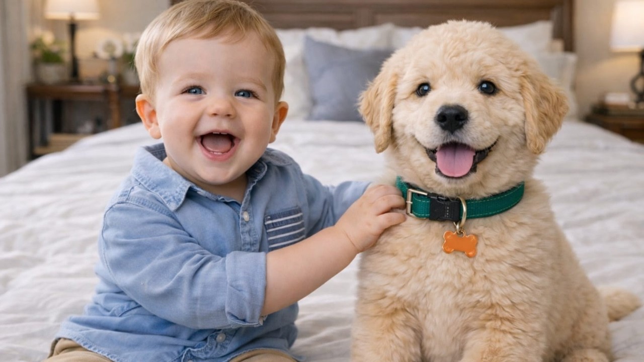 Baby Playing with Puppy Daily Joy 💛 | Baby & Puppy Laugh Together😂🐶| Funny Baby & Puppy Moments 😂🐶