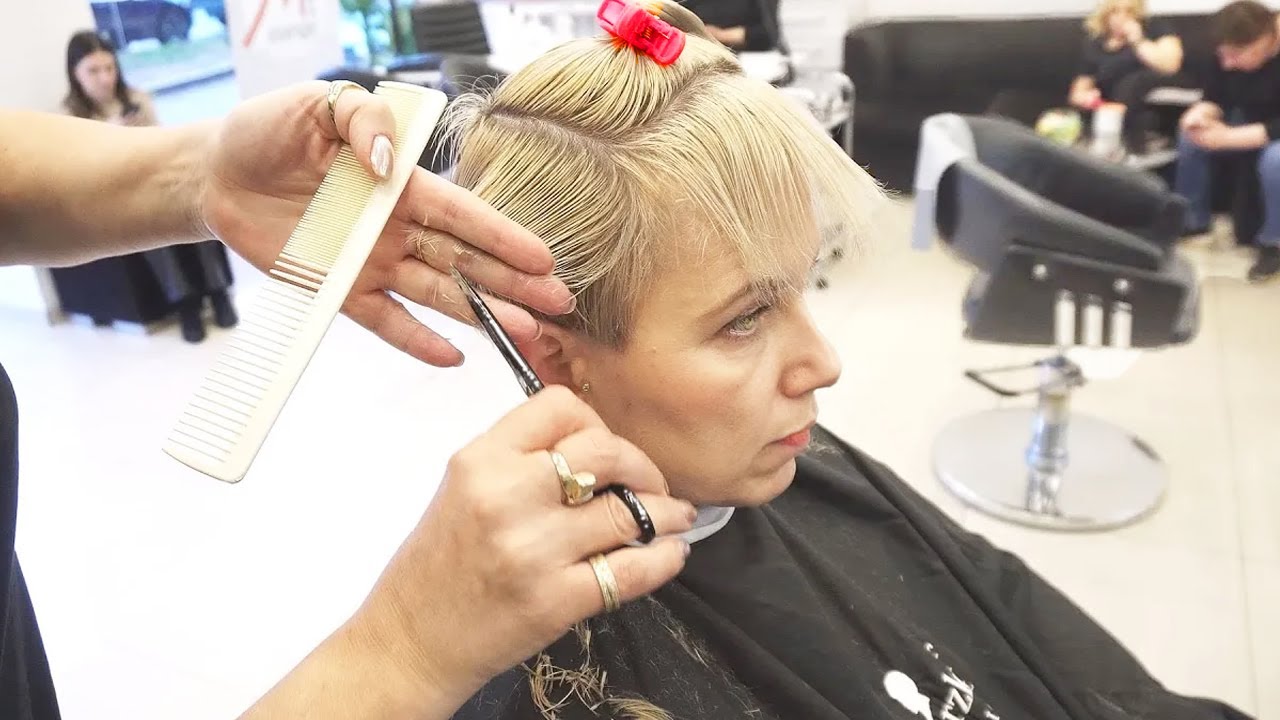 SUPER HAIRCUT - SHORT BLONDE UNDERCUT PIXIE WITH BANGS