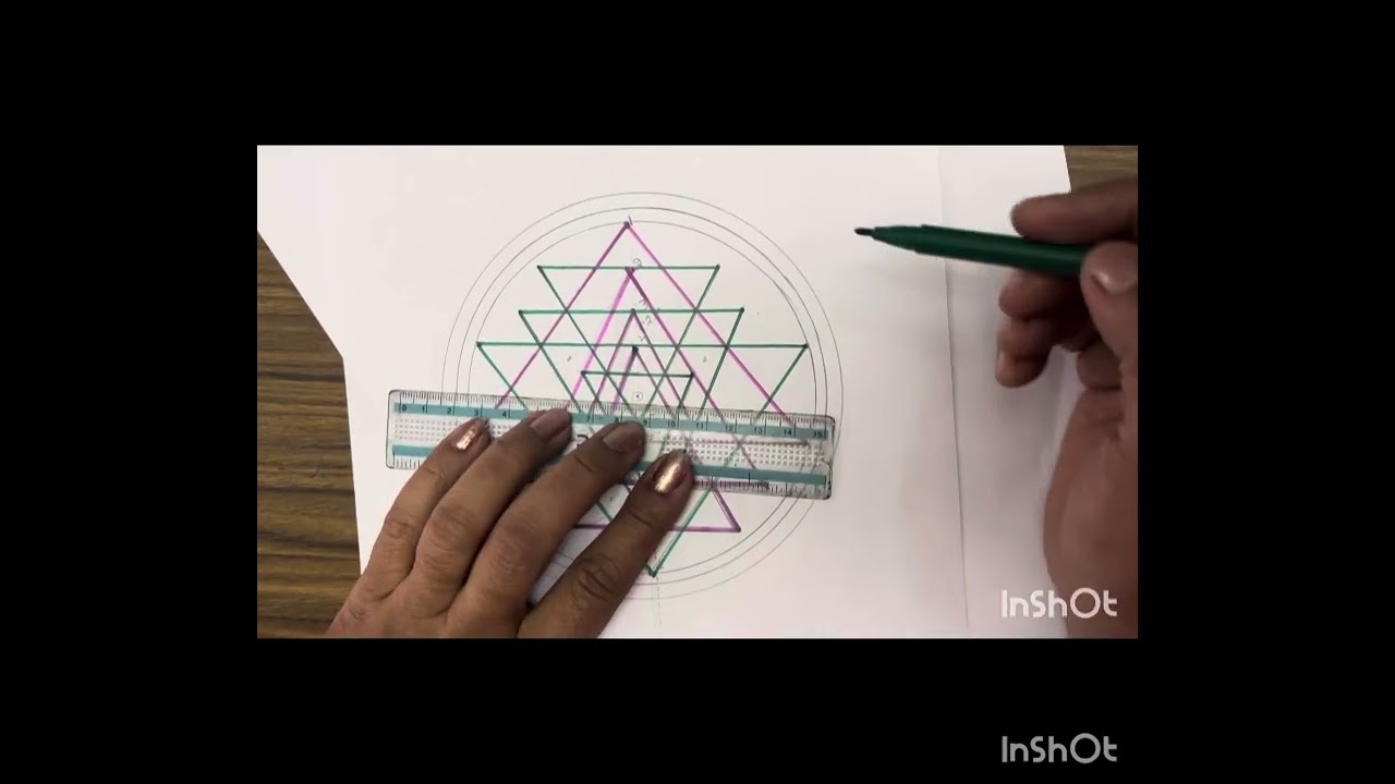Complete Sri yantra drawing step by step  very easy to  draw / sacred geometry