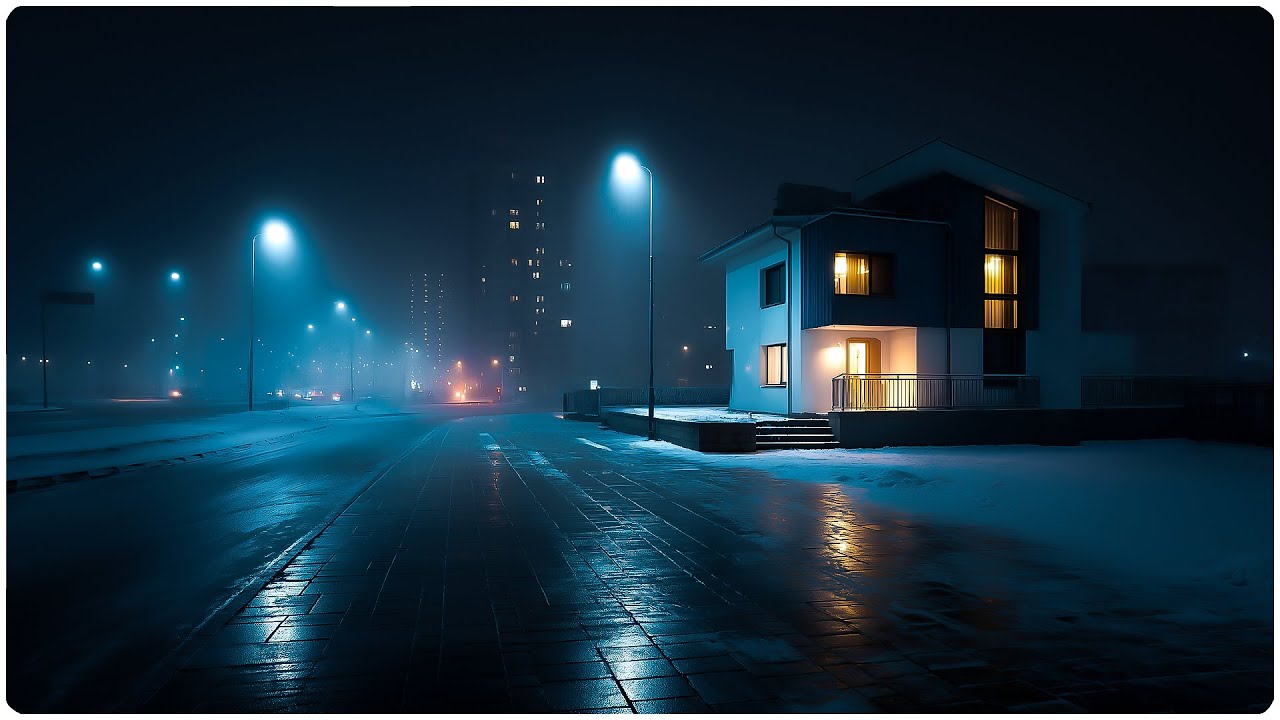 The World is Asleep: Walking Home in a Heavy Blizzard (Blue Hour Ambience)