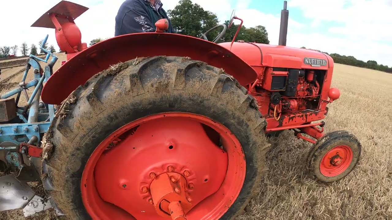 1955 Nuffield Universal DM4 3.1 Litre 4-Cyl Diesel Tractor (53 HP) with Ransomes Plough