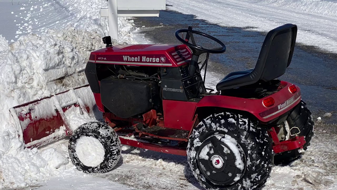 Wheel Horse Garden Tractor Plowing Deep Snow February 2021