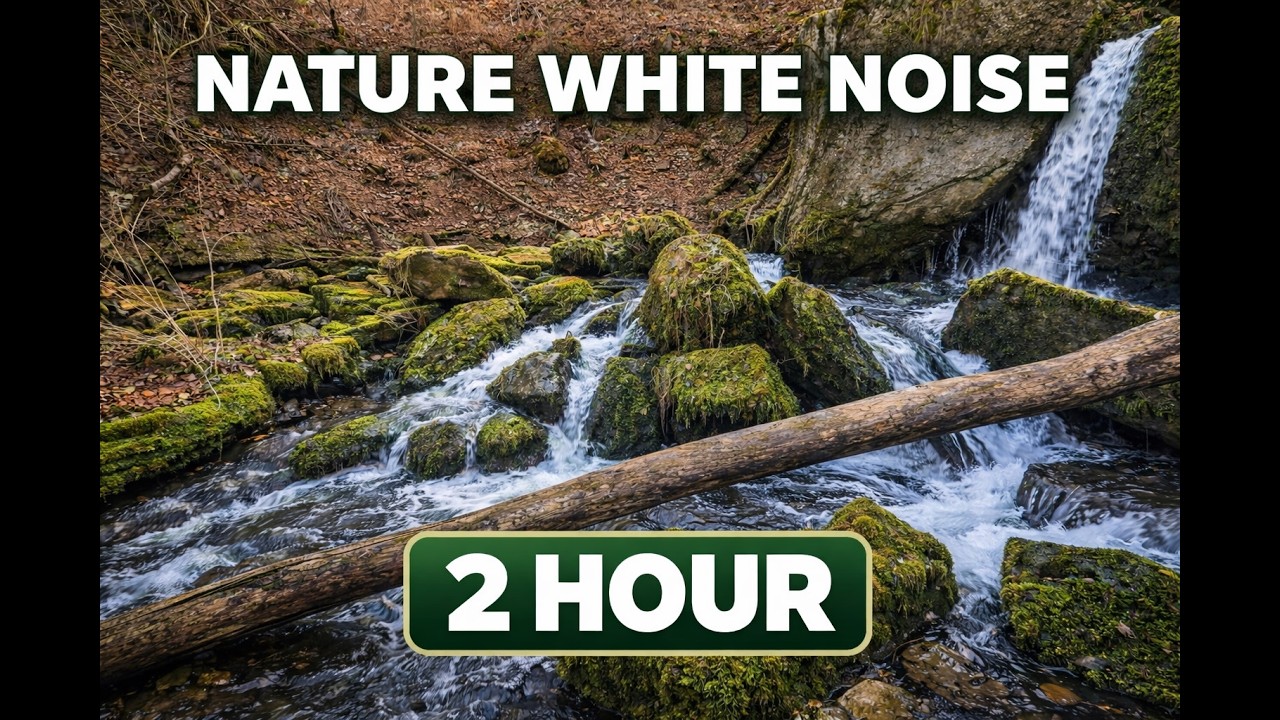 White Noise Creek Sounds for Sleep, Study & Meditation | 2 Hour Nature Ambience – Cave River Valley