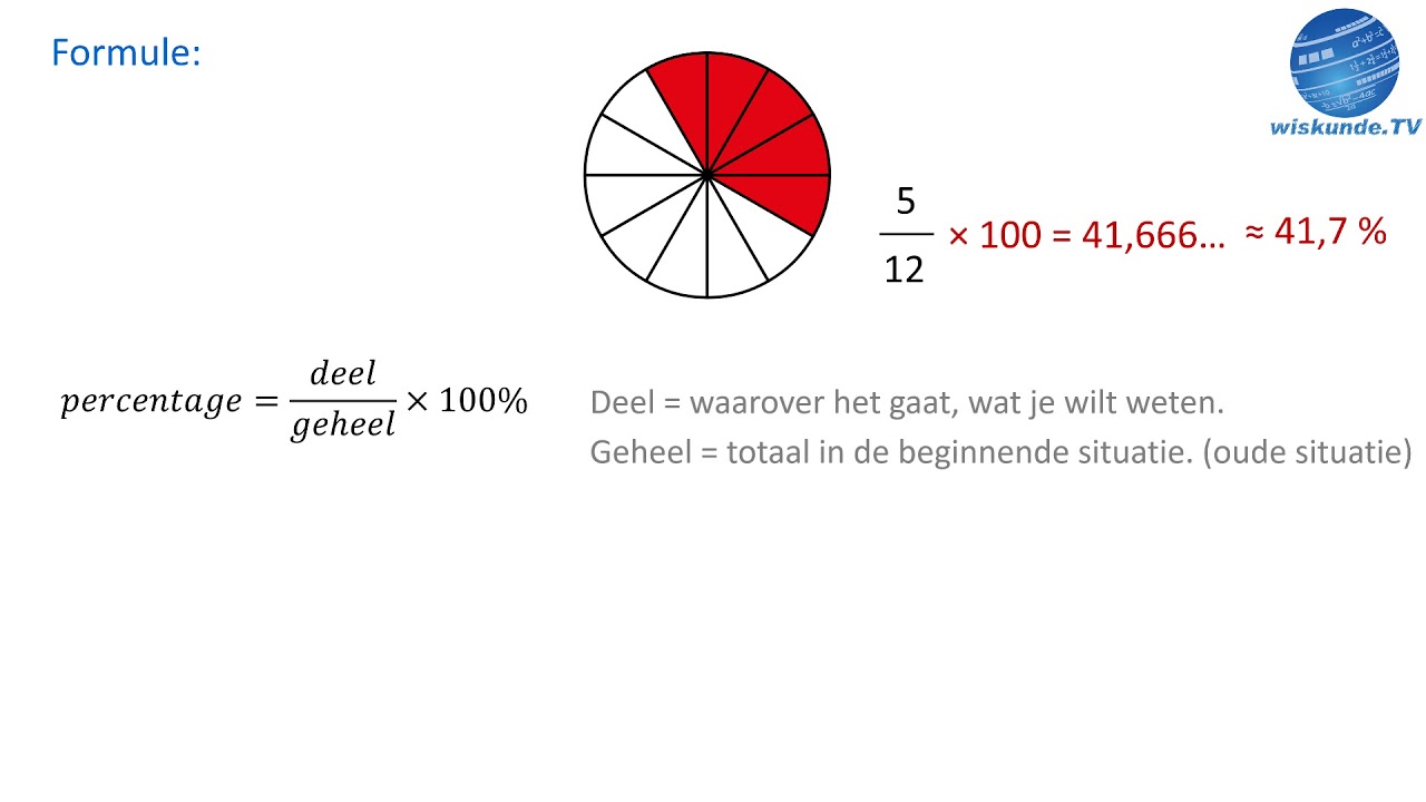 Procenten 9 samenvatting percentage berekenen - wiskunde TV