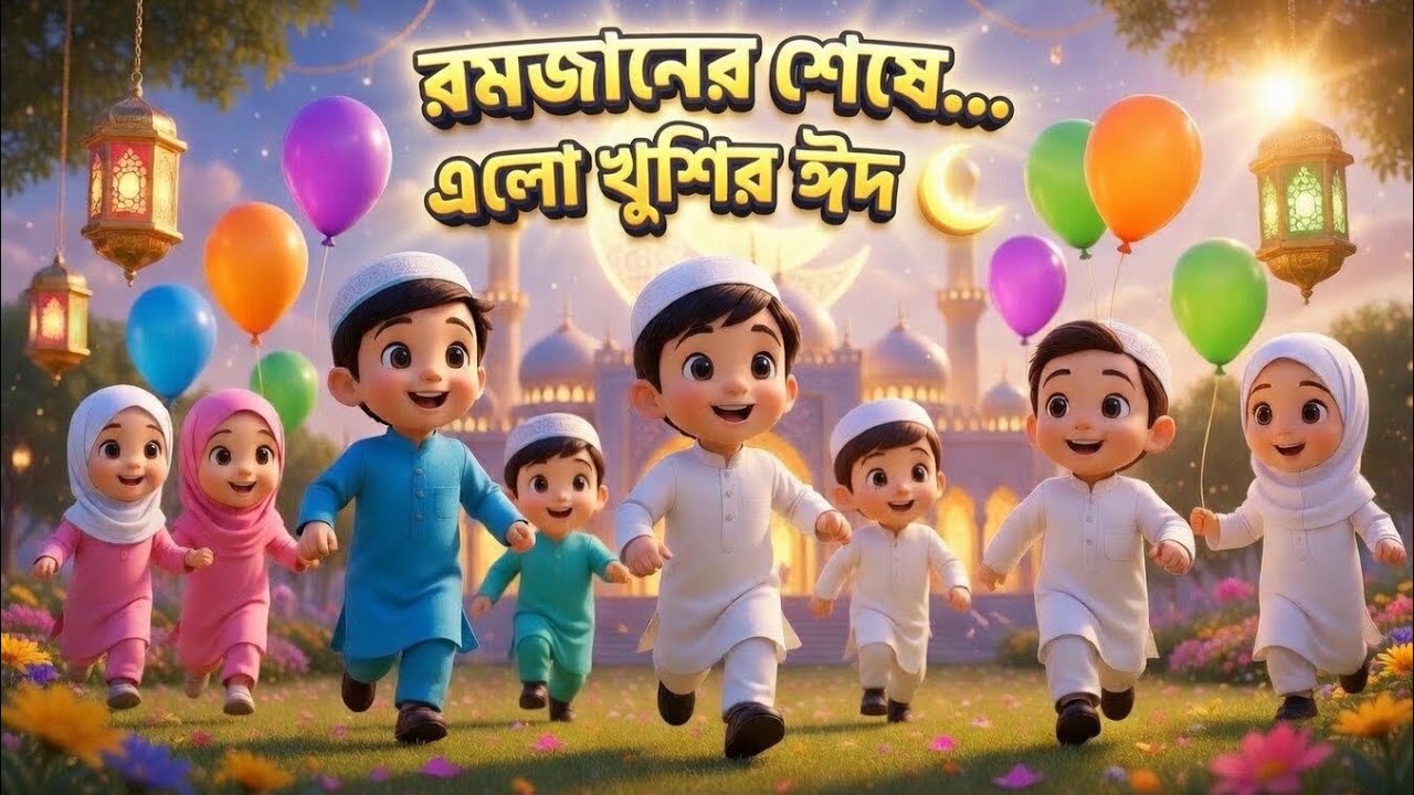 ও মন রমজানের ঐ রোজার শেষে এলো খুশির ঈদ 🌙 | হৃদয় ছুঁয়ে যাওয়া ইসলামিক গজল কার্টুন.Islamic gojol 
