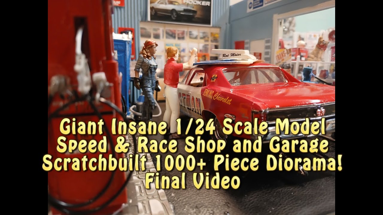 EP1280 Old School Hot Rod Race Shop Garage 1/24 scale Diorama, Scratchbuilt 1000+ Pieces!