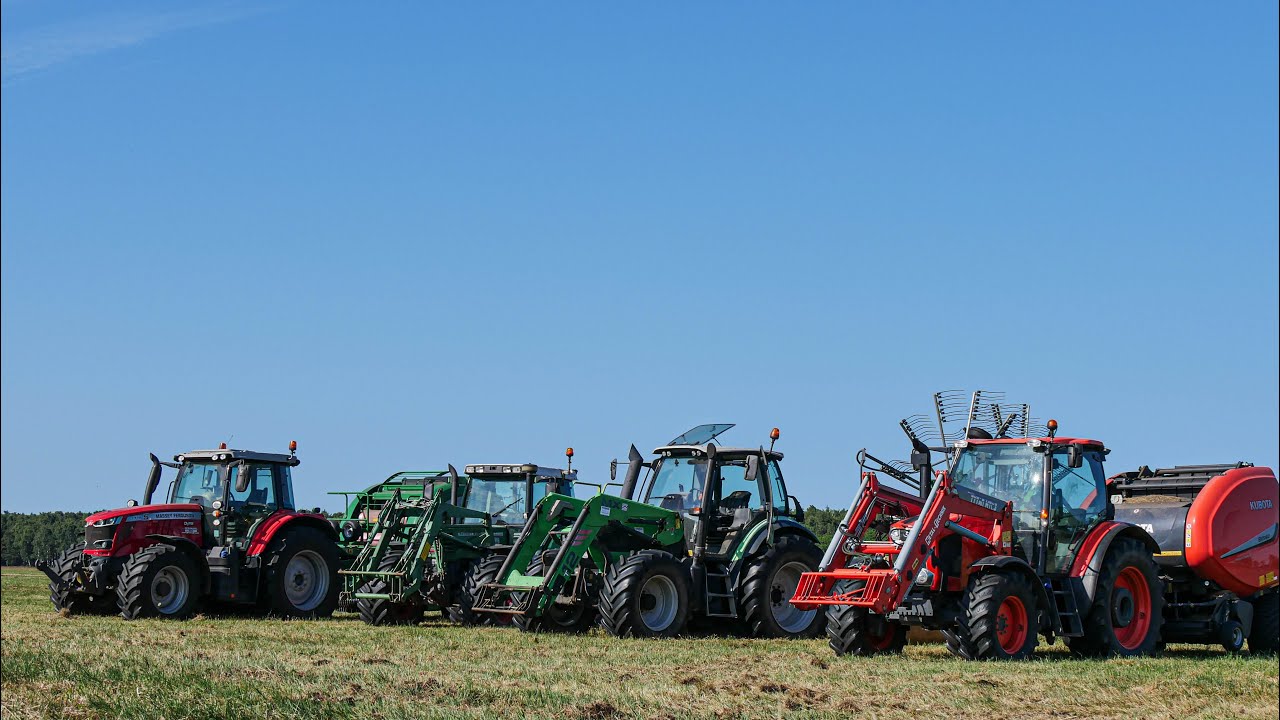 6 ciągników vs 60Ha★ ★SIANOKOSY 2023! NA 6 ZESTAWÓW! ☆ 2X FENDT & 2X KUBOTA & Massey Ferguson ☆ KwO™