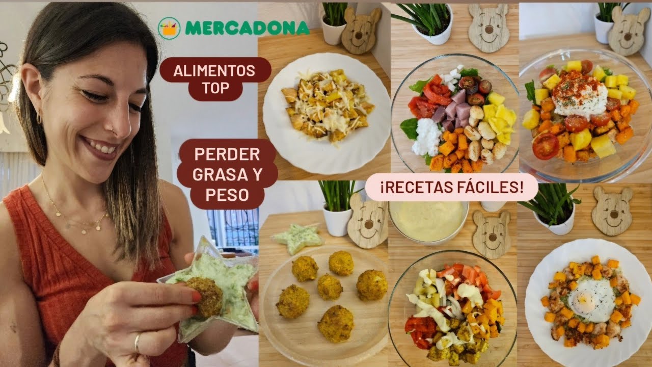 Cómo PERDER PESO y GRASA🔥Adelgazar fácil y rápido🍽️8 ALIMENTOS con RECETAS👩🏽‍🍳MENÚ DIETA MERCADONA🛒