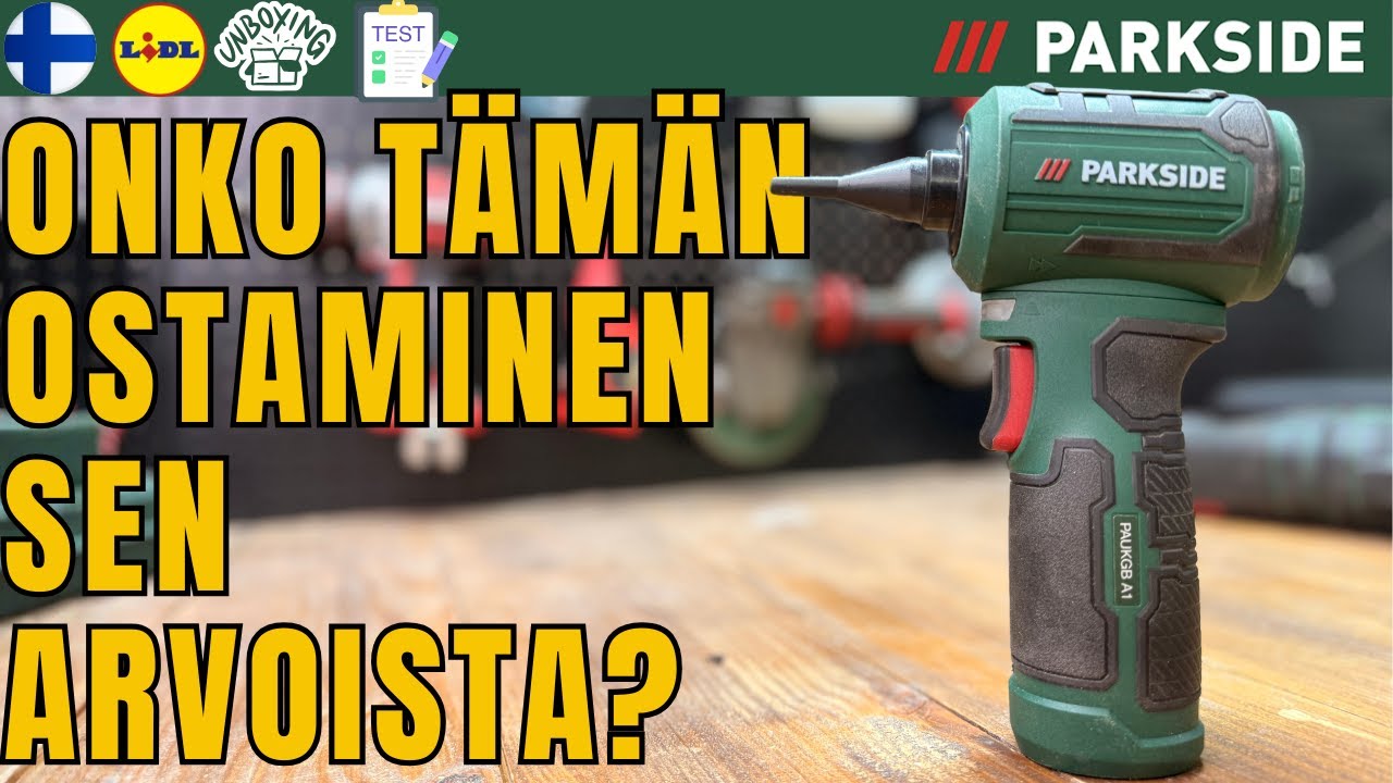 12 V LANGATON MINI PUHALLIN JA P&Ouml;LYNPOISTAJA 3-IN-1 Parkside PAUKGB A1  SUOMI FINLAND LIDL