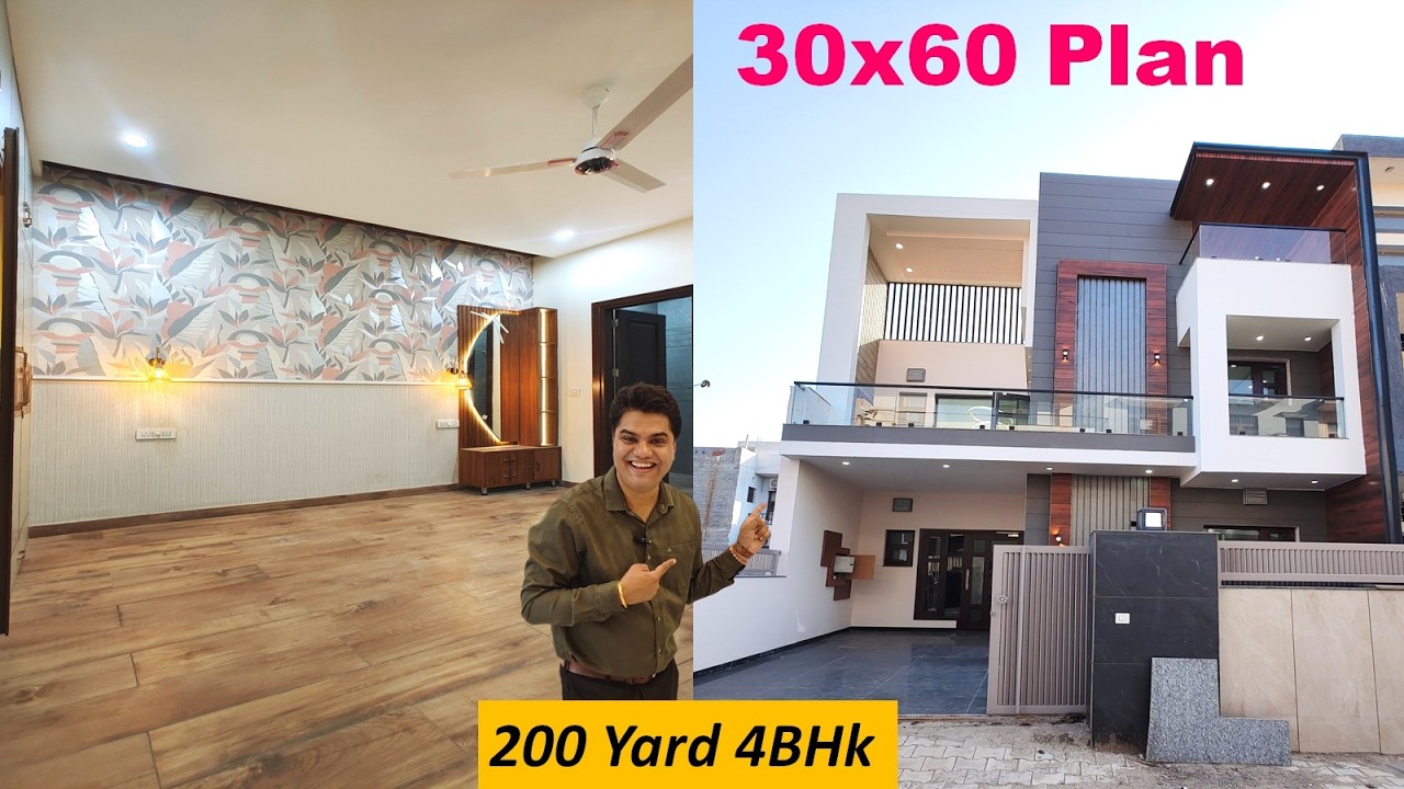 30x60 house plan with car parking | 30x60 House Plan 4 Bedroom | 200 Gaj House Design Double Floor