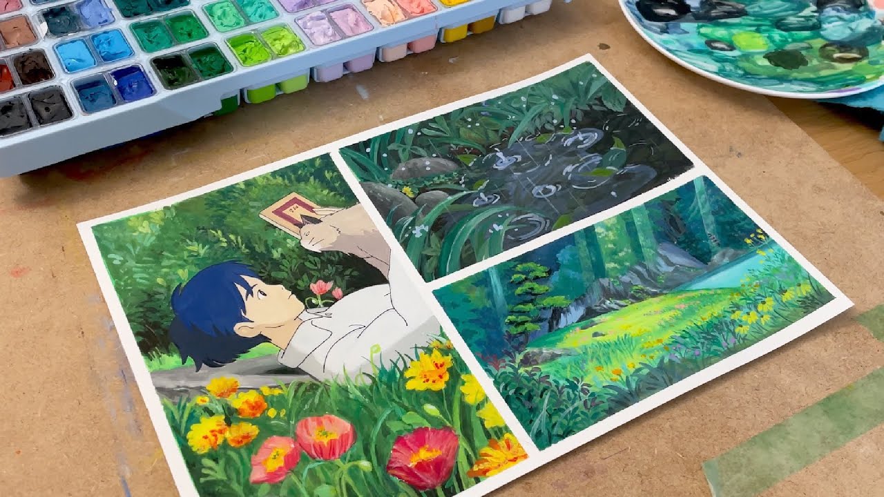 PAINT WITH ME: Studio Ghibli “Arrietty’ scenes + Jelly Gouache 112 Twin Set Unboxing | Part 1