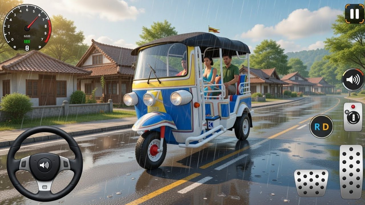 Bajaj Auto Rickshaw 🛺 | Full Rain 🌧️ City & Offroad Driving Gameplay | BUSSID 