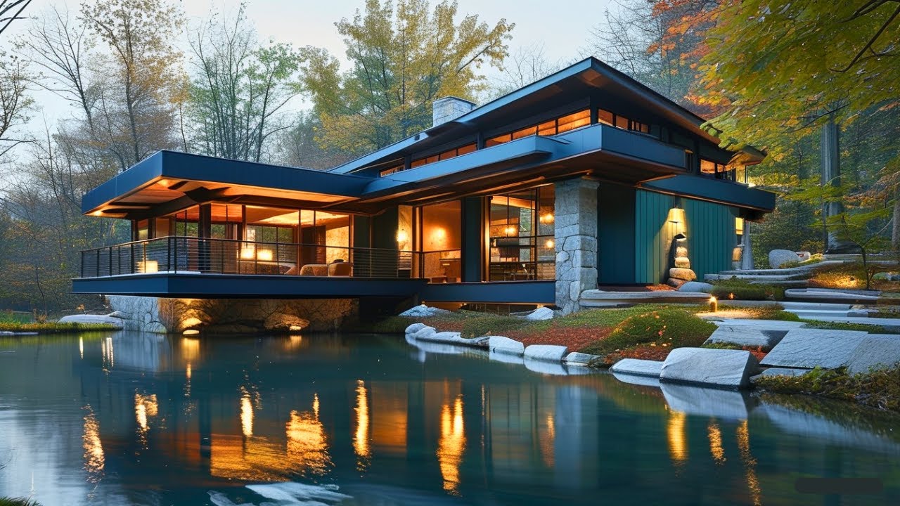 Fallingwater-Inspired Barndominium 🏞️🏠 | Frank Lloyd Wright Style Meets Modern Living ✨