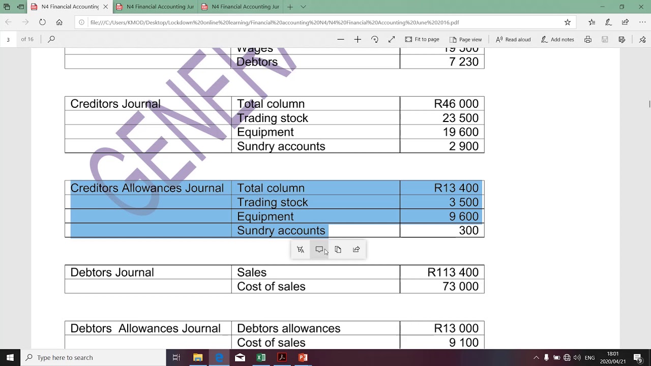 Financial Accounting N4 (Debtors Control Account) - Mr. K. Modisane