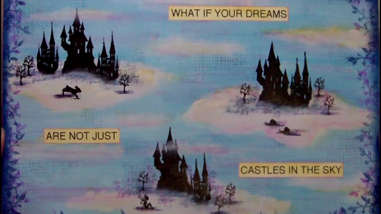 Mixed Media Art Journal Page - Castles In The Sky - Art Journaling