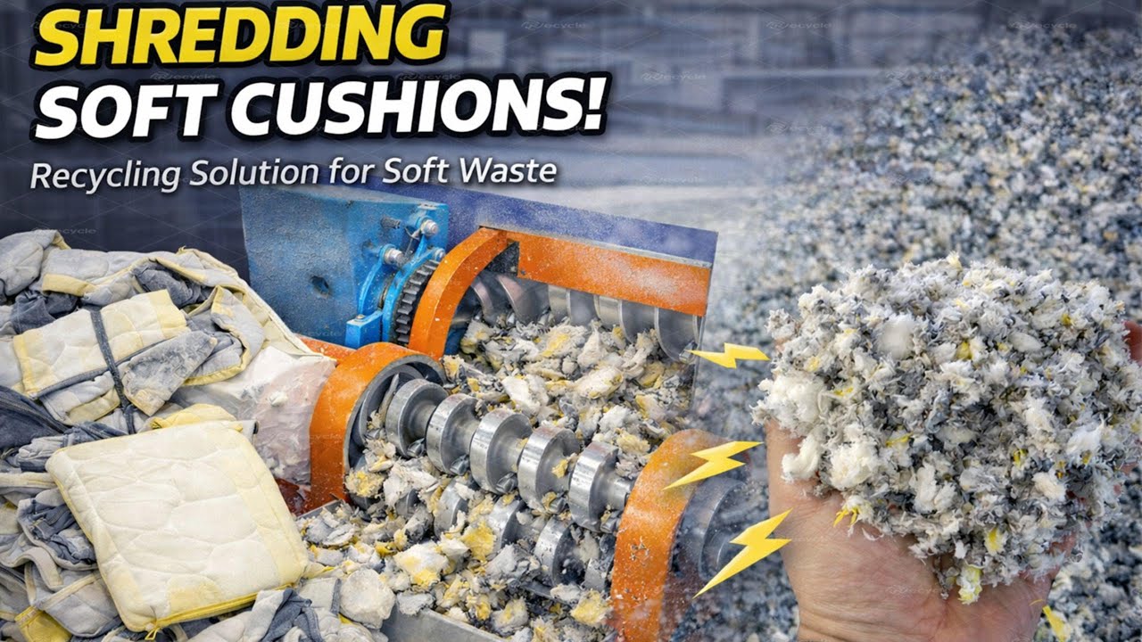 Industrial Spiral Shredder for Soft Waste | Cushion & Textile Recycling
