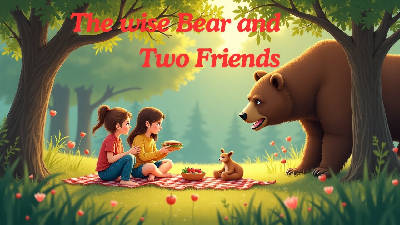 The wise  Bear and Two Friends, Moral Stories, Stories for kids, Cartoon stories.