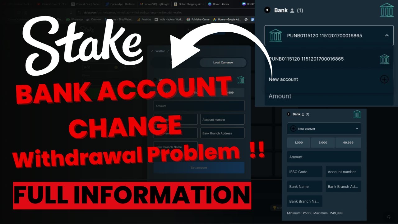 Stake Bank Account Change || Stake Bank Account Problem || Stake Withdrawal Problem Bank Account !!