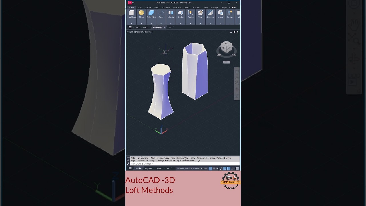 AutoCAD 3D Loft Command Tutorial   Step by Step Guide #AutoCAD3D #CADDEngineer