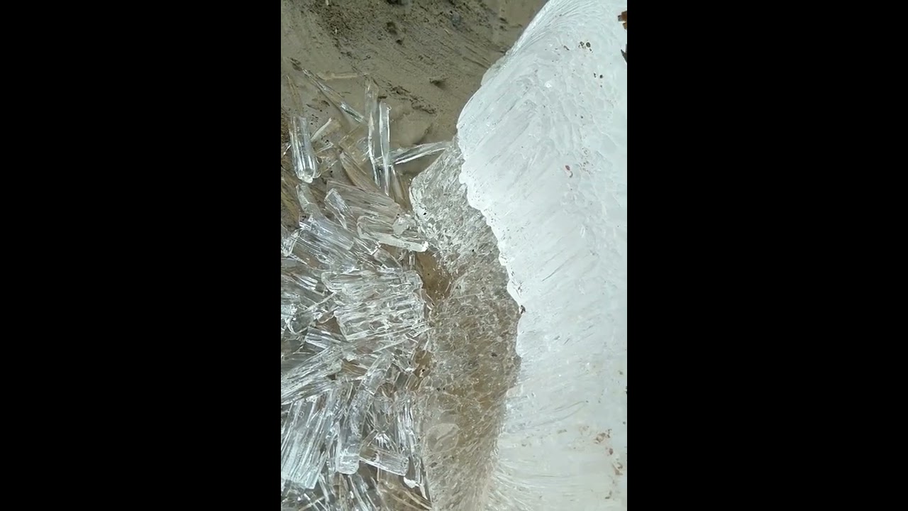 Breaking Of Ice Block Into Ice Crystals | Ice Crystals | Ice Breaking Video | Ice Satisfying Video