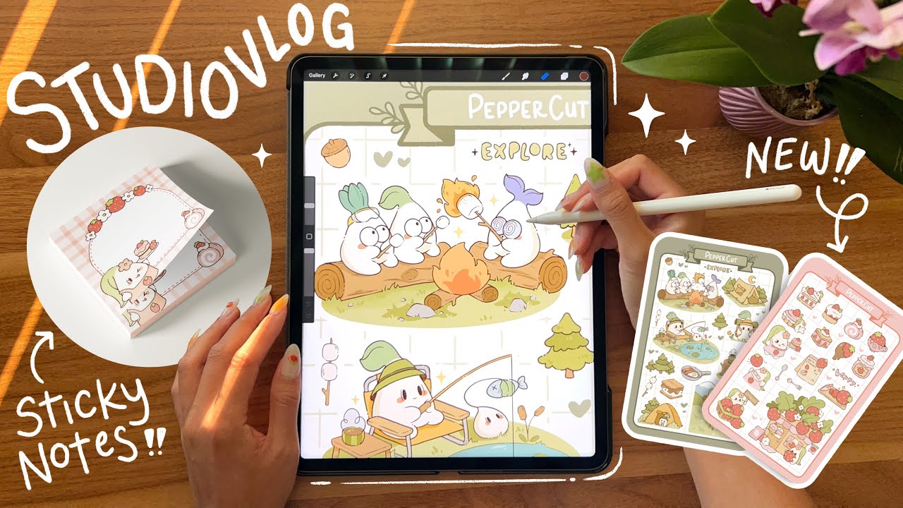 studio vlog 🌱 new sticky notes and sticker sheets for my ✨summer update✨ pt.2