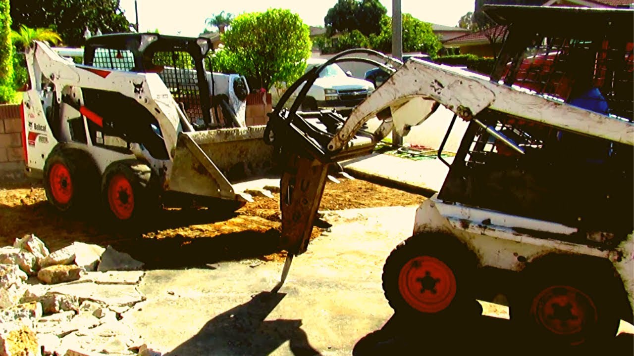 Concrete Demo w/ Mini Bobcat S70 & S590. (Best Operator) California