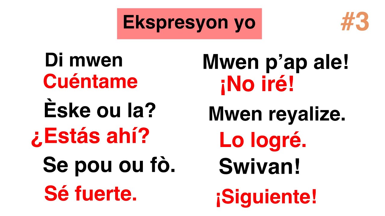 Ekspresyon yo an espanyòl & Kreyòl ayisyen leson #3