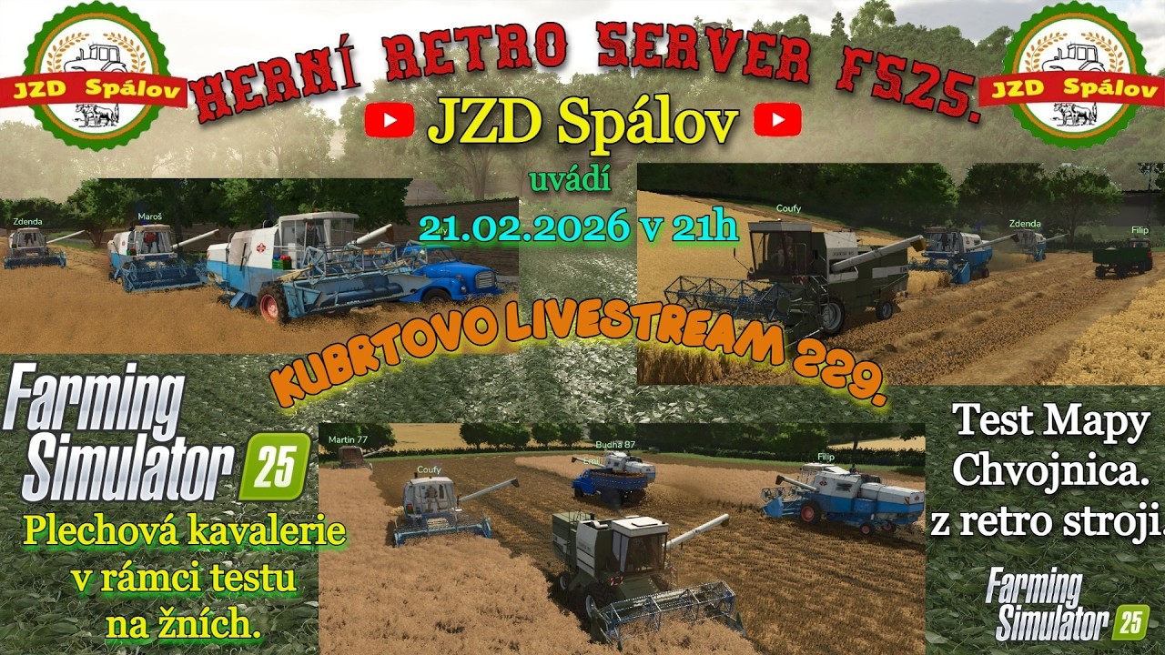 Pozvánka na test mapy Chvojnica - Farming sim.25 na 21.2.2026 od 21h. JZD Spálov