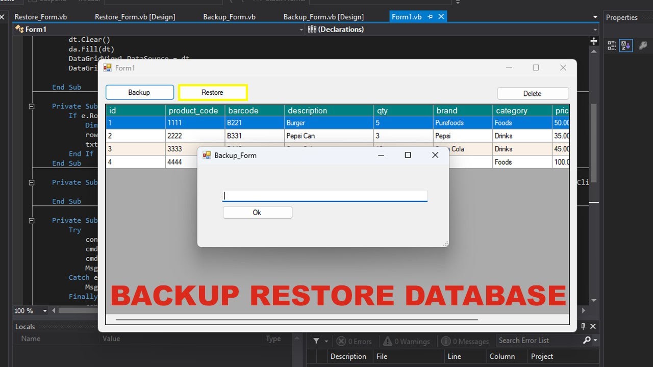 VB.Net Tutorial - Backup MySql Database Restore | ChesterTECH