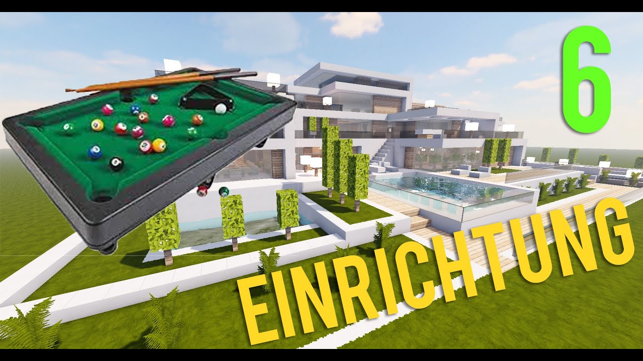 EINRICHTUNG - BILLARD und KINO größte moderne Luxusvilla in MINECRAFT TUTORIAL [HAUS 287] Part 6