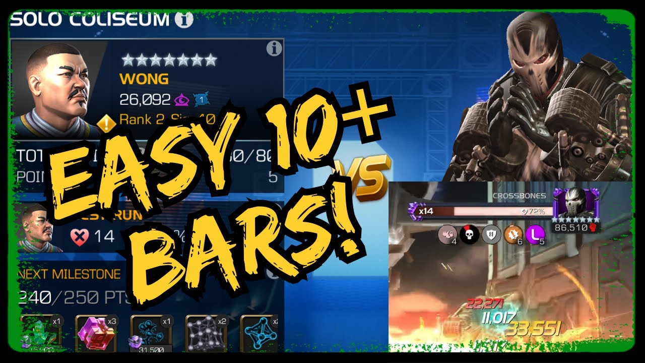 R2 Wong Wrecks This! CROSSBONES Solo Coliseum Fights! And Best Options! Marvel Contest of Champions!