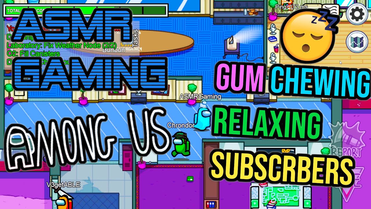 ASMR Gaming 😴 Among Us Relaxing Subscribers Gum Chewing 🎧🎮 Mouse Clicking Sounds + Whispering 💤
