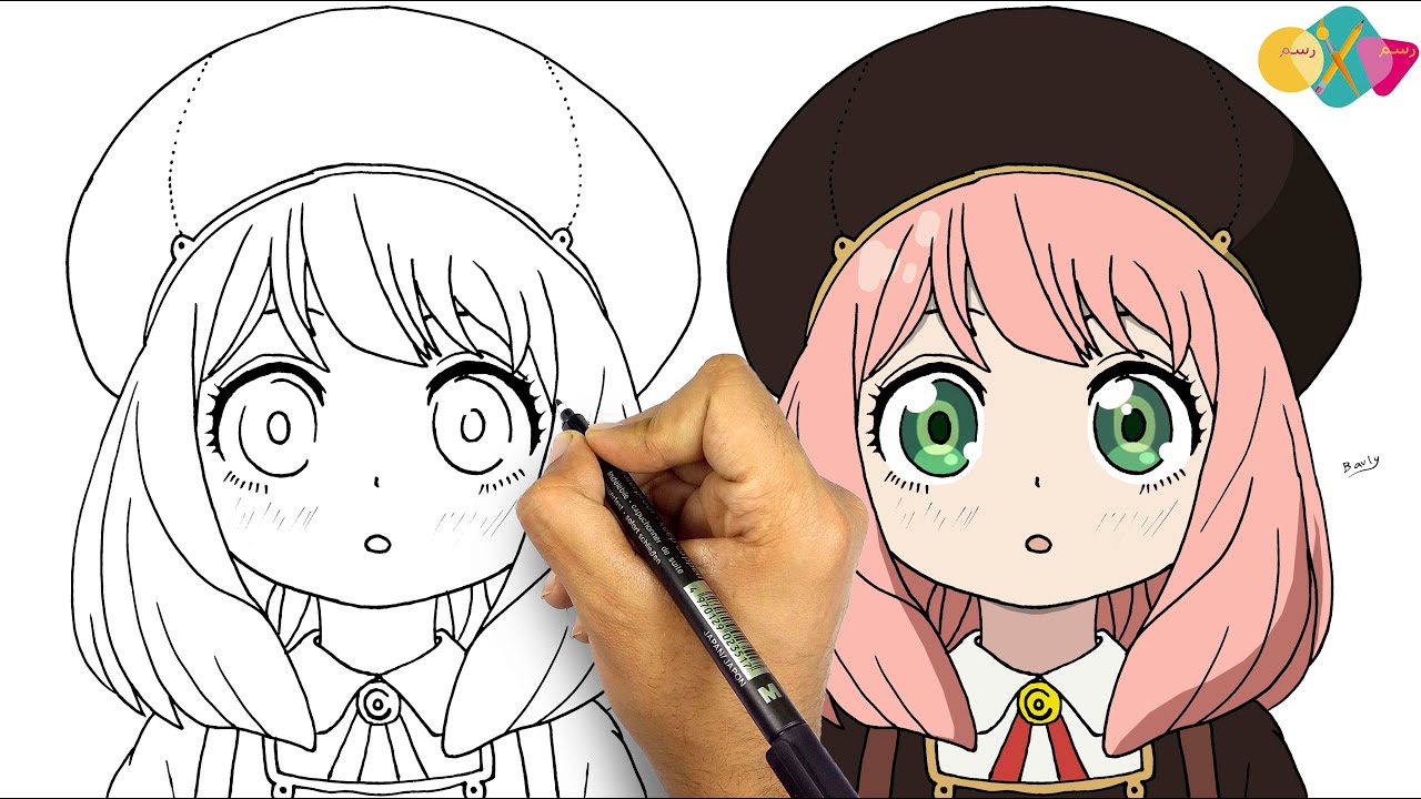 spy x family رسم انمي سهل جدا كيوت للمبتدئين  || تعلم رسم الانمي | كيف ترسم آنيا من انمي